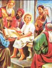 Jesus im Tempel, wo ihn Maria und sein Nhrvater Josef wiederfand.