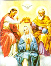 Vater, Sohn und Heiliger Geist krnen Maria im Himmel. Knigin ber Engel, Heiligen und Menschen... des ganzes Universums.