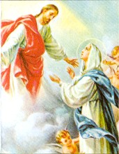 Jesus nimmt Maria, seine Mutter in den Himmel auf.